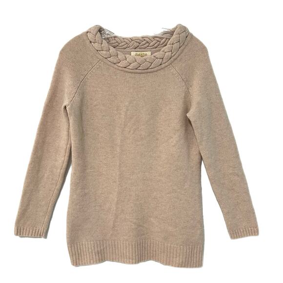 Peck & Peck Sweaters - Peck & Peck Wool Cashmere Knit Pullover Sweater Medium Braided Neck Cream Luxe